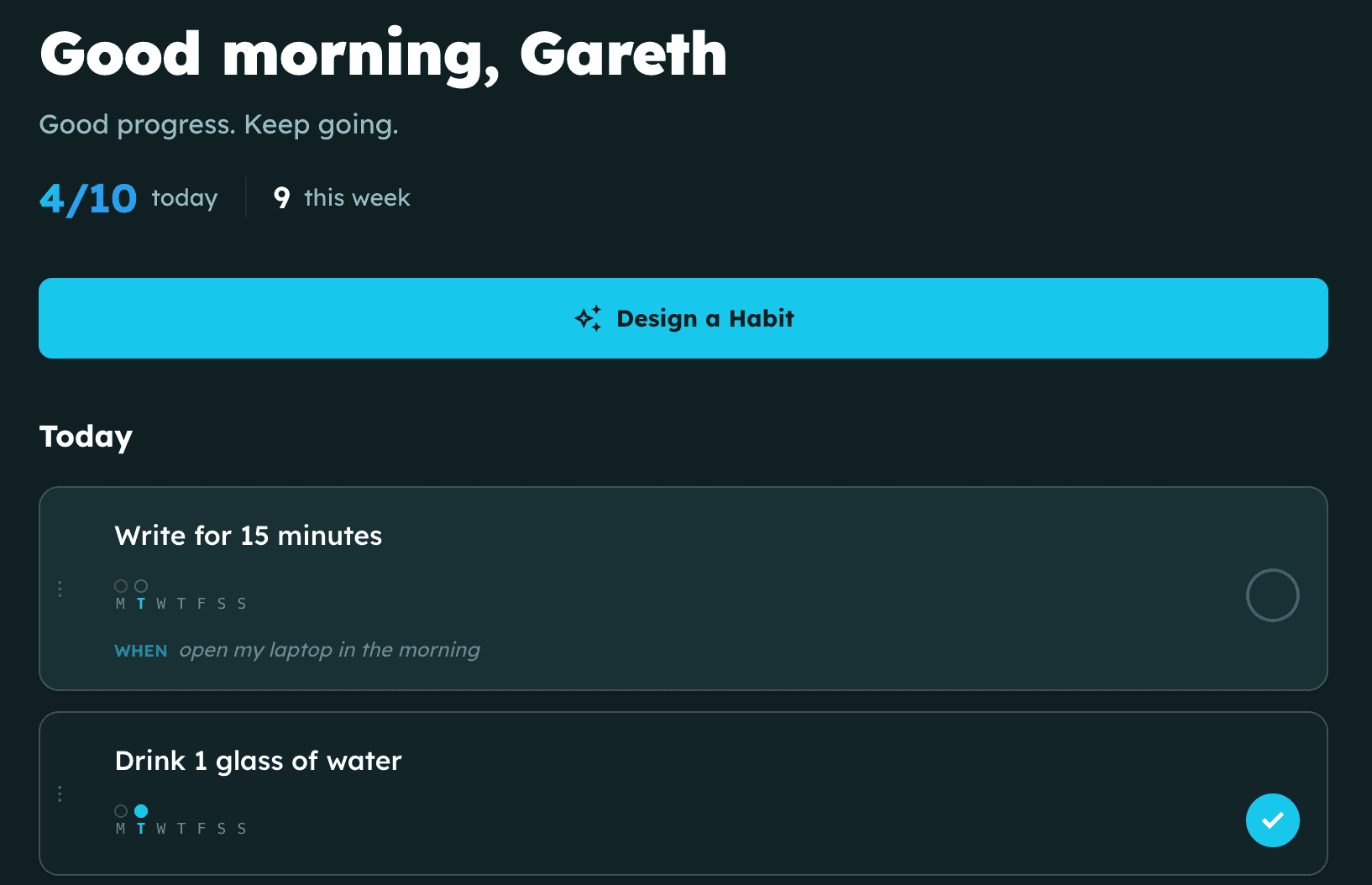 Strive daily habit check-in with streaks